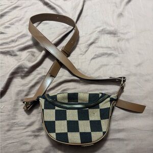 Dry Goods Checkered Tan and Brown Crossbody Bag